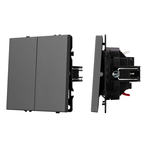 Механизм выключателя двухклавишный непроходной SWT-NOBE-MK02-SFPL-GR (230V, 10A) (Arlight, -)