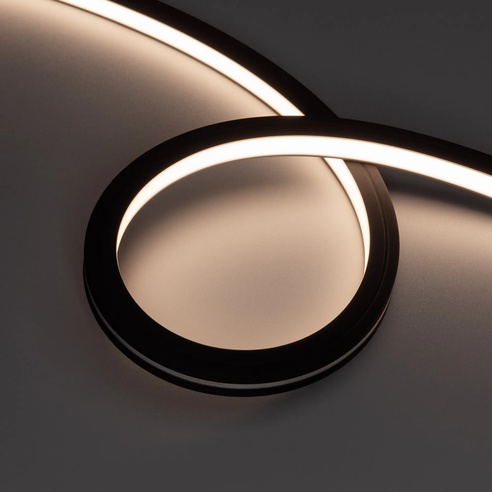 Лента герметичная NOVA-TOP-BLACK-A120-16x15mm 24V Warm3500 (10 W/m, IP67, 2835, 5m, wire x2) (Arlight, Вывод боковой, 5 лет)