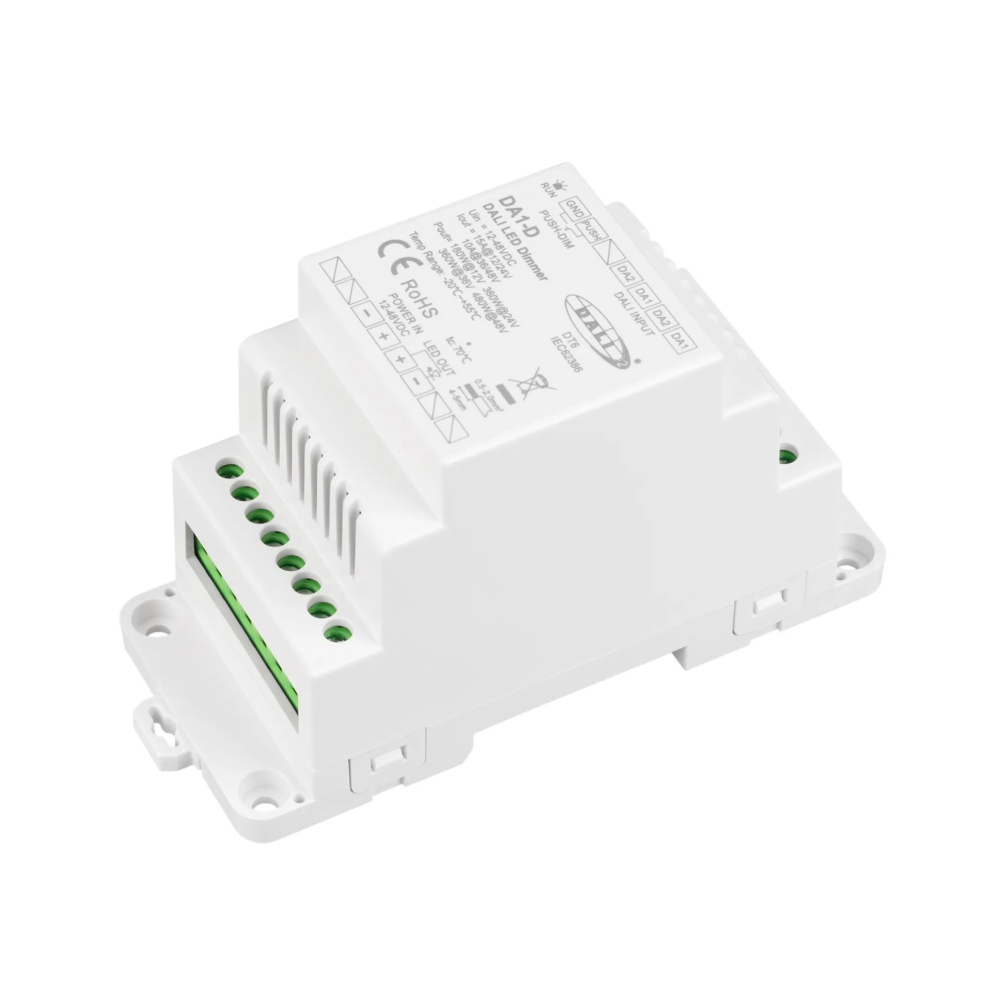 INTELLIGENT ARLIGHT Диммер SMART-DALI2-301-72-ADDR-DIM-PS-DIN-White (12-48V, 1x15A) (IARL, IP20 Пластик, 5 лет) - изображение товара