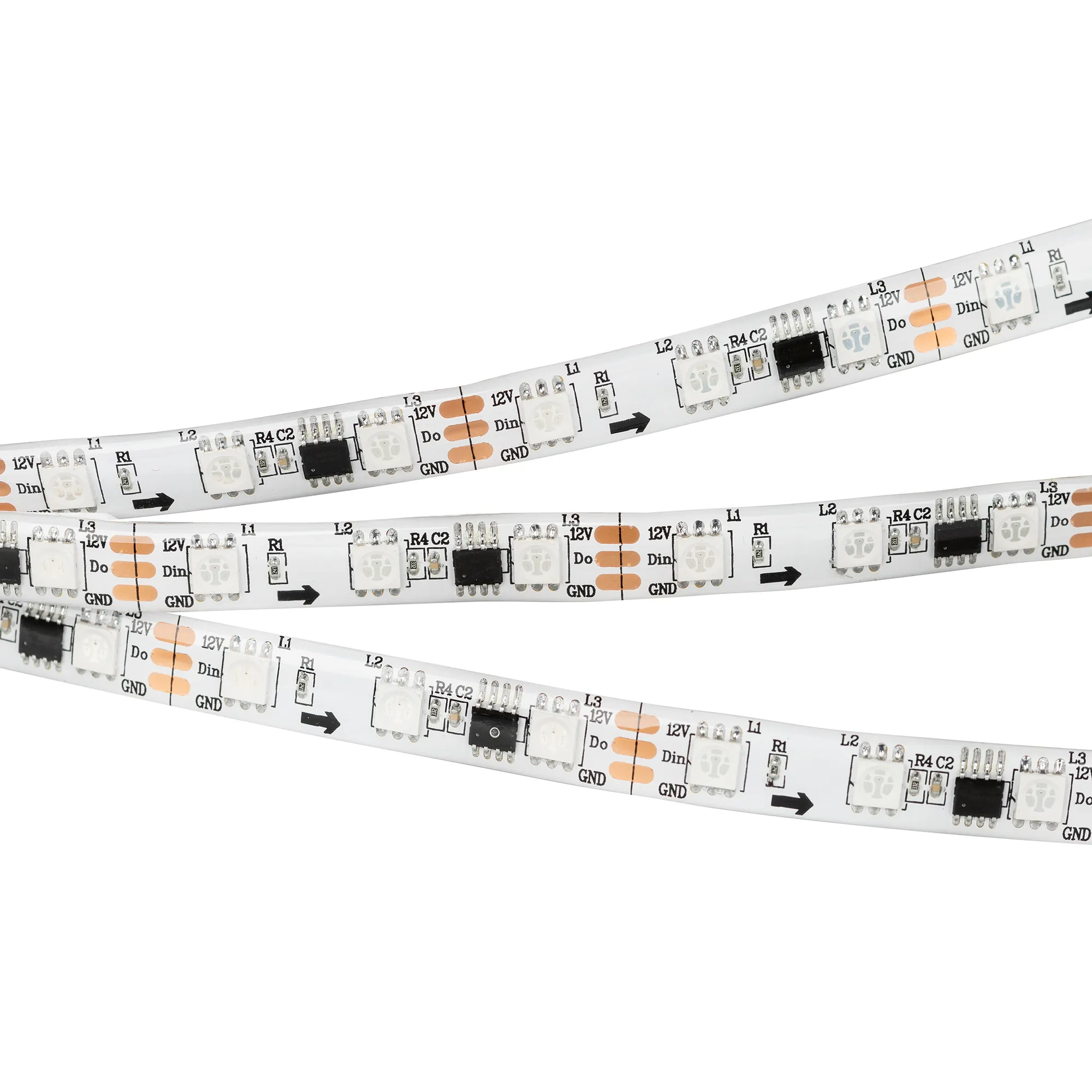 Лента светодиодная SPI-5000SE-5060-60 12V Cx3 RGB (10mm, 14.4W/m, IP65) (Arlight, Закрытый, IP65) - изображение товара