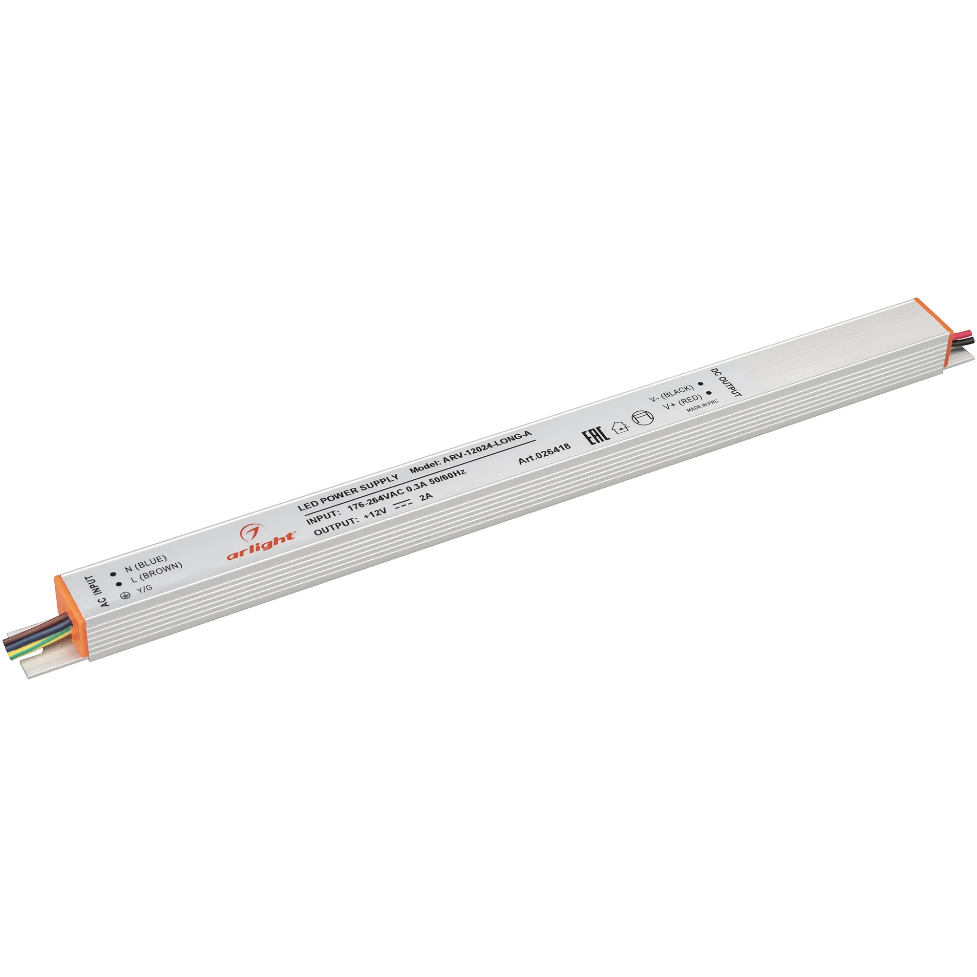 Блок питания ARV-12024-LONG-A (12V, 2A, 24W) (Arlight, IP20 Металл, 2 года) - изображение товара